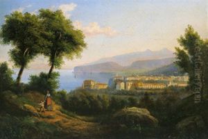 Vista Sul Golfo Di Napoli (+ Vista Sul Golfo Di Sorrento; 2 Works) by Consalvo Carelli