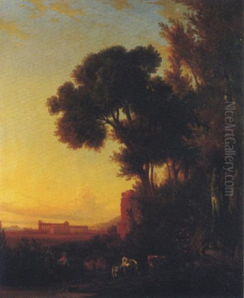 Paestum, Pastori Con Mucche Al Pascolo, 1845 - view 1