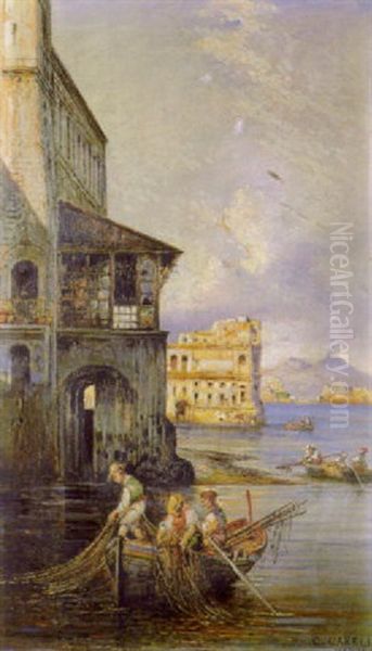 Napoli, Pescatori A Palazzo Donn'anna - view 1