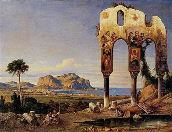 Paesaggio Palermitano Con Resti Di Una Chiesa Affrescata - view 1