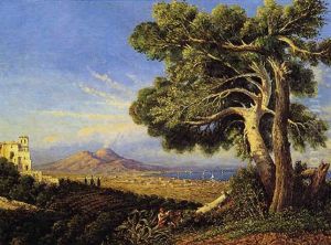 Il Golfo Di Napoli Col Vesuvio Nello Sfondo E Un Grande Albero In Primo Piano by Consalvo Carelli