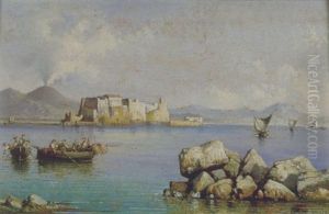 Napoli, Pescatori E Barche Nei Pressi Di Castel Del'ovo by Consalvo Carelli