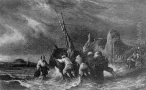 Beach Scene At Napoli by Consalvo Carelli