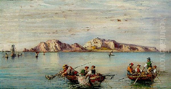 Fishing Boats Before The Island Of Capri - view 1