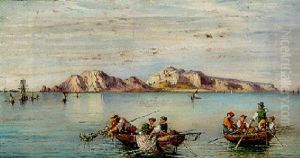 Fishing Boats Before The Island Of Capri