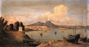 Fishing Boats Off The Coast, Naples by Consalvo Carelli