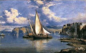 Fishing Boats Off Sorrento by Consalvo Carelli
