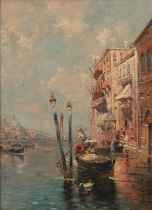 Gondeln Vor Venedig, Im Hintergrund Santa Maria Della Salute
