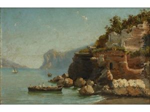 A Mediterranean Coastal View by Giuseppe Carelli