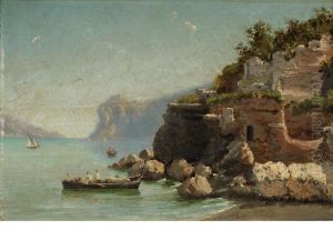 A Mediterranean Coastal View by Giuseppe Carelli