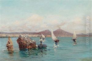 Fischerboote Im Golf Von Neapel by Giuseppe Carelli
