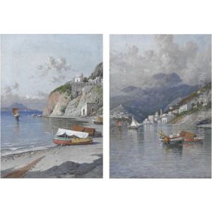 Vedute Della Costiera Amalfitana (pair) by Giuseppe Carelli