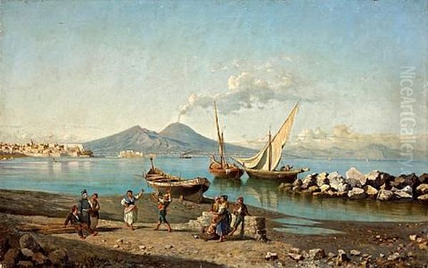 A View Of The Bay Of Naples With Figures Dancing On The Shore - view 1