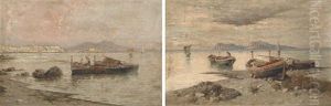 Fishermen In The Bay Of Naples (+ Bringing In The Catch, Capri; Pair) by Giuseppe Carelli