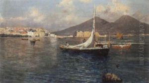 Segelboote Vor Der Kuste Bei Neapel by Giuseppe Carelli