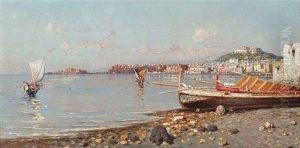 Blick Auf Ein Italienische Fischerdorf by Giuseppe Carelli