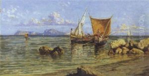 Pescatori A Riva Con Capri Sullo Sfondo Pescatori A Riva Con Capri Sullo Sfondo
