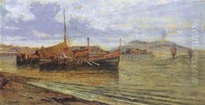 Napoli, Barche Di Pescatori A Mergellina by Giuseppe Carelli