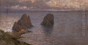 Blick Auf Die Faraglioni Von Capri by Giuseppe Carelli