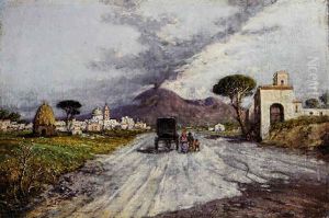 Strada Di Campagna Con Il Vesuvio Sullo Sfondo