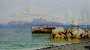 Fischerboote An Der Suditalienischen Kuste by Giuseppe Carelli