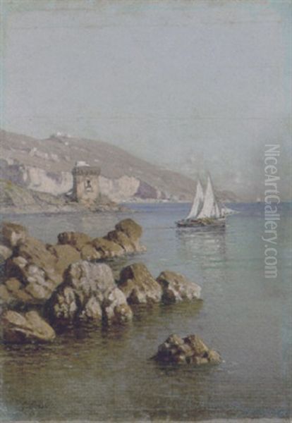 Paesaggio Costiero Con Barche A Vela - view 1