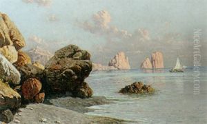 A View Of The Faraglioni, Capri by Giuseppe Carelli
