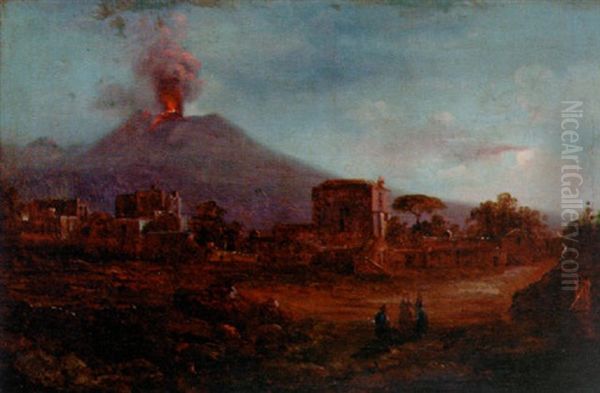 A Village Before A Smouldering Volcano - view 1