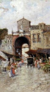 Flower Market In Naples by Giuseppe Carelli
