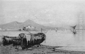 Beached Boats, The Bay Of Naples by Giuseppe Carelli