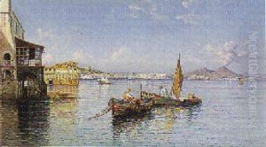 Pescatori A Palazzo Donn'anna by Giuseppe Carelli
