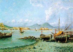 Il Golfo Di Napoli Da Mergellina by Giuseppe Carelli