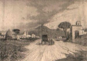 A Road Near Vesuvius by Giuseppe Carelli