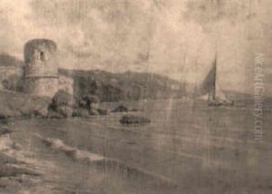 Mediterranean Coastal Scenes With Boats by Giuseppe Carelli
