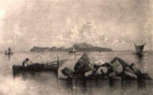 Neopolitan Fishermen With Capri In The Distance by Giuseppe Carelli