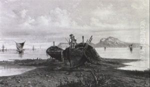 Pescatori Sullo Sfondo Di Capri by Giuseppe Carelli