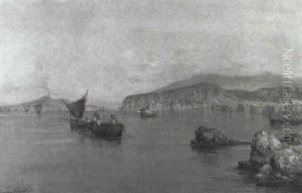 Sorrento Harbor With Mount Vesuvius Beyond - view 1