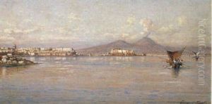 A View Of The Bay Of Naples From Mergellina by Giuseppe Carelli