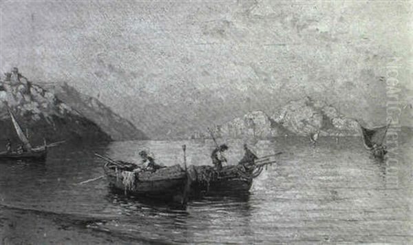 Fishing Boats Off A Coast - view 1