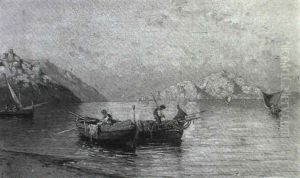 Fishing Boats Off A Coast Fishing Boats Off A Coast