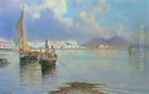 Naples From Meigelina, Pompeii by Giuseppe Carelli