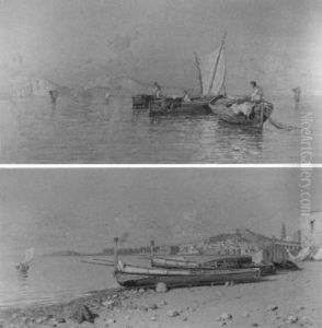 Fishermen Tending Their Nets In The Bay Of Naples   A Companion