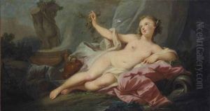 Nymphe A La Source Devant Un Terme De Pan by Jacques Philippe Caresme