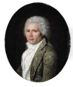 Portrait Of Joachim De La Voiepierre, Bust Length, Wearing A White Shirt And Striped Jacket by Jacques Philippe Caresme