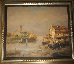 Italie, Vue Du Canal Rivasecca by Vittore Antonio Cargnel
