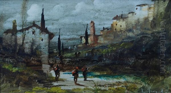 Landschaft Mit Figurenstaffage (+ Another; Pair) - view 1