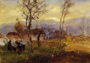 Figure In Un Paesaggio by Vittore Antonio Cargnel