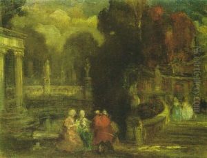 Giardino Con Personaggi In Costume Del Settecento