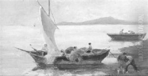 Fischerboote Am Ufer by Vittore Antonio Cargnel