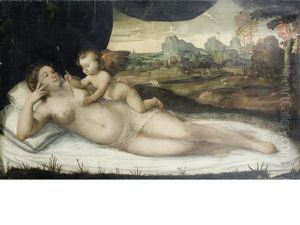 Venus And Cupid by Giovanni Cariani